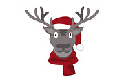 Christmas deer in Santa Claus Hat