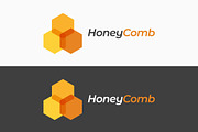 Honey comb logo on black and white.