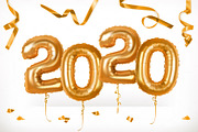 Golden balloons 2020 Happy New Year