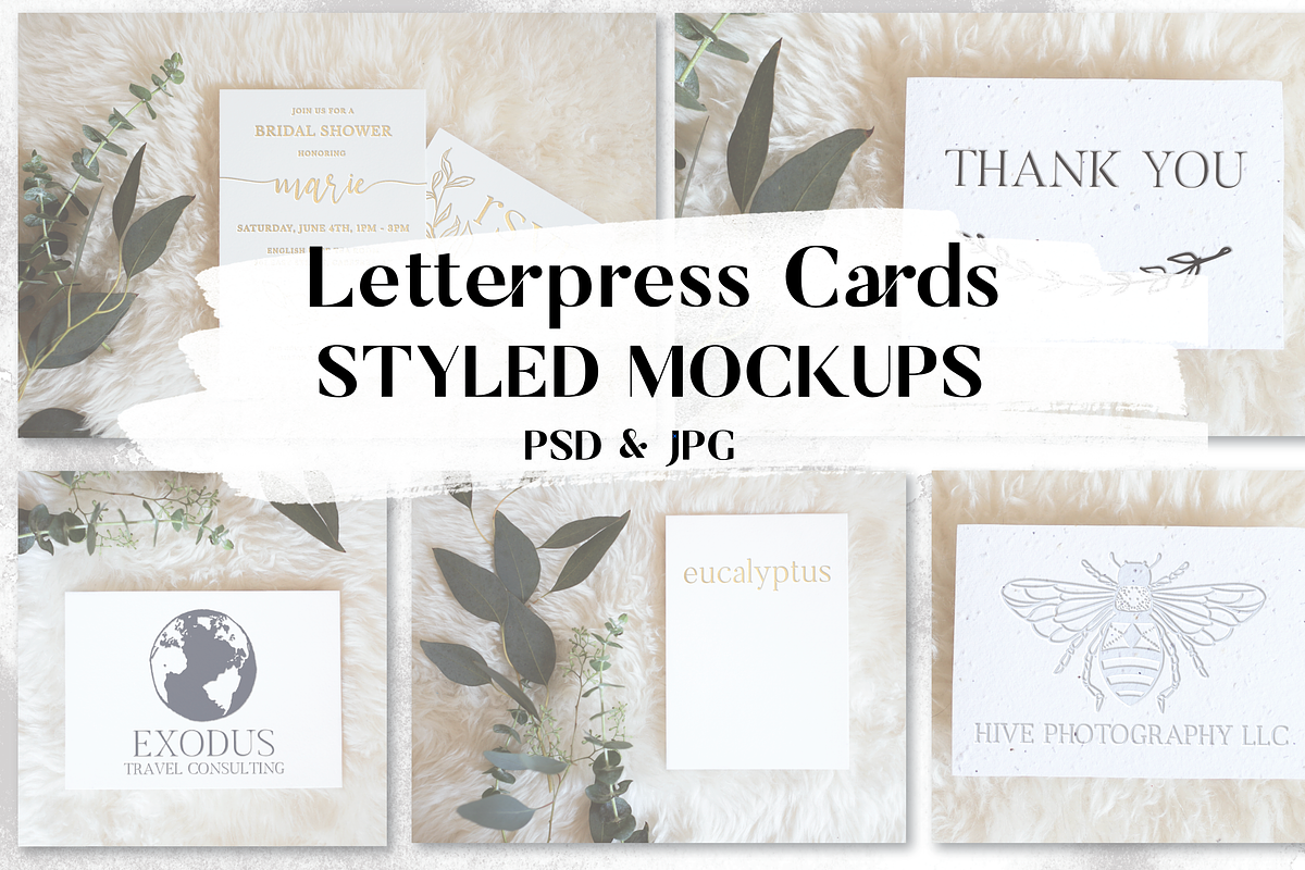 Letterpress Cards - Styled Mockups in Print Mockups - product preview 8
