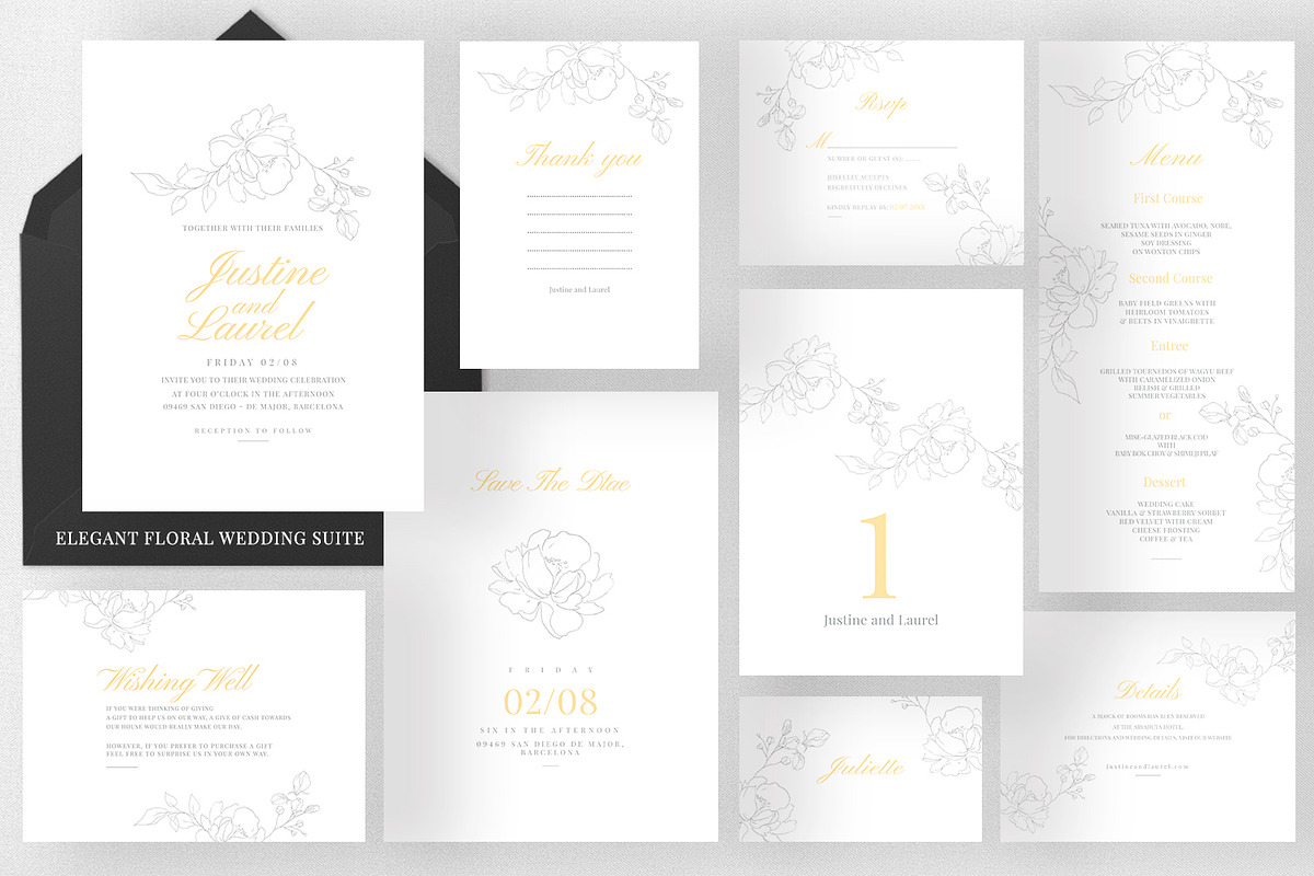 Elegant Floral Wedding Suite in Wedding Templates - product preview 8