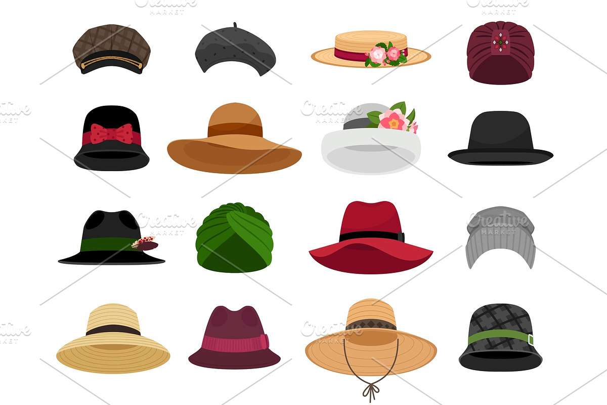 Female hats and caps in Illustrations - product preview 8