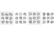 Hand drawn speech bubbles icons mega