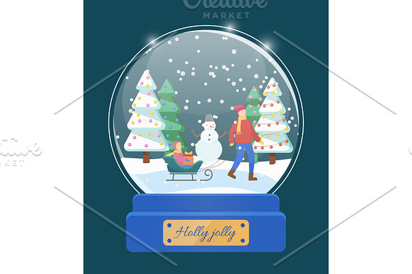 Holly Jolly Snow Globe with Dad and
