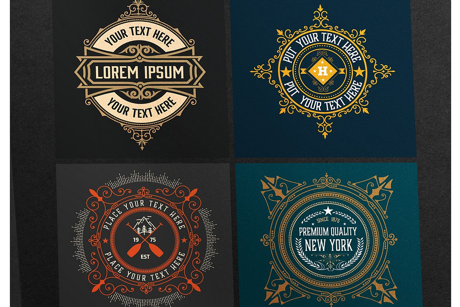 Set of 4 vintage logos ready for pac in Logo Templates - product preview 8