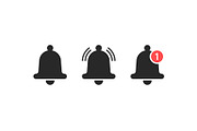 Vector message bell icon set.