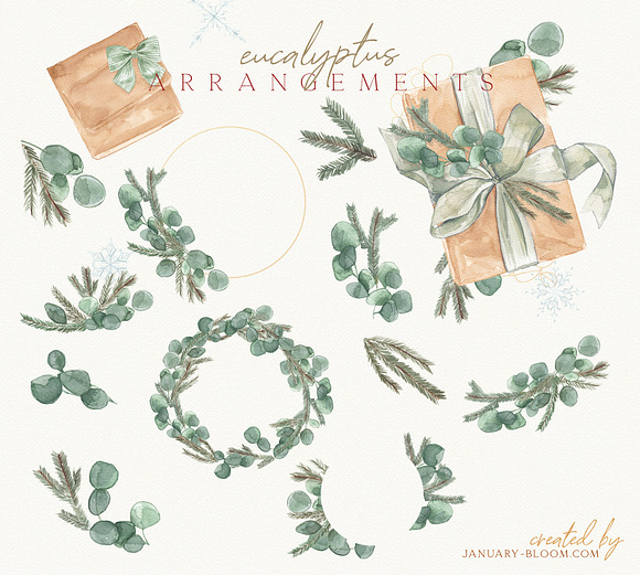 Christmas Watercolor Festive Clipart in Illustrations - product preview 1