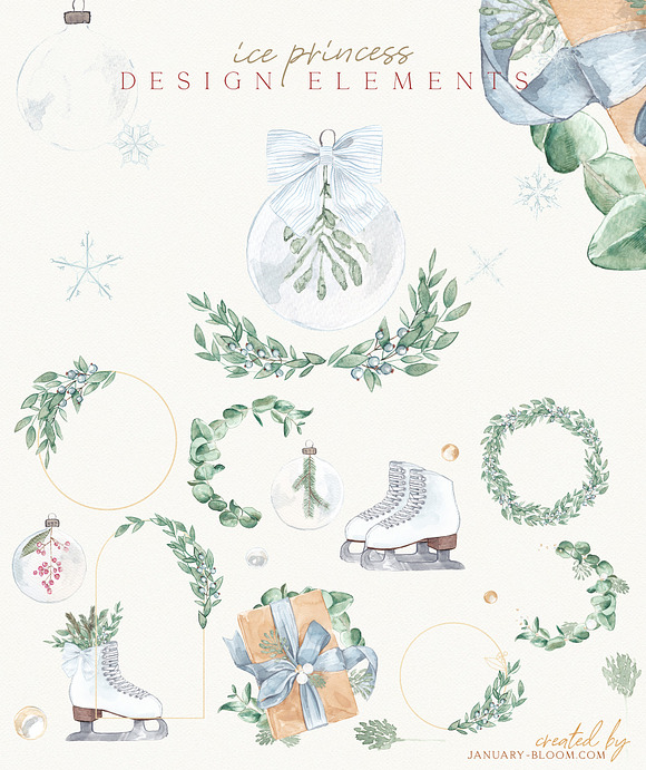 Christmas Watercolor Festive Clipart in Illustrations - product preview 3