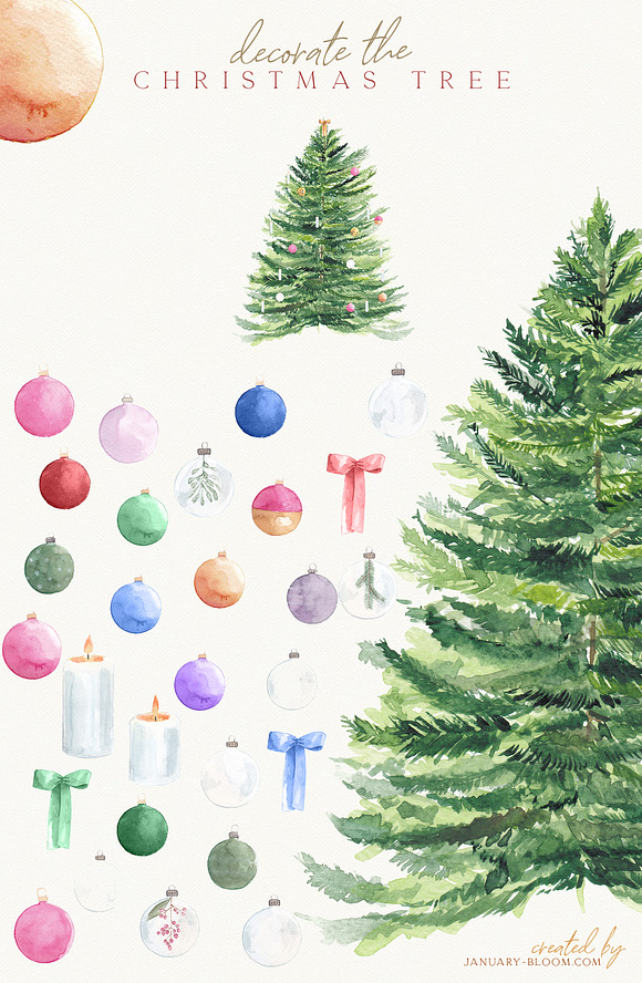Christmas Watercolor Festive Clipart in Illustrations - product preview 7