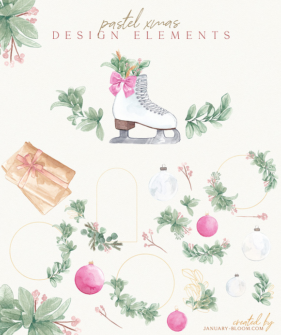 Christmas Watercolor Festive Clipart in Illustrations - product preview 11