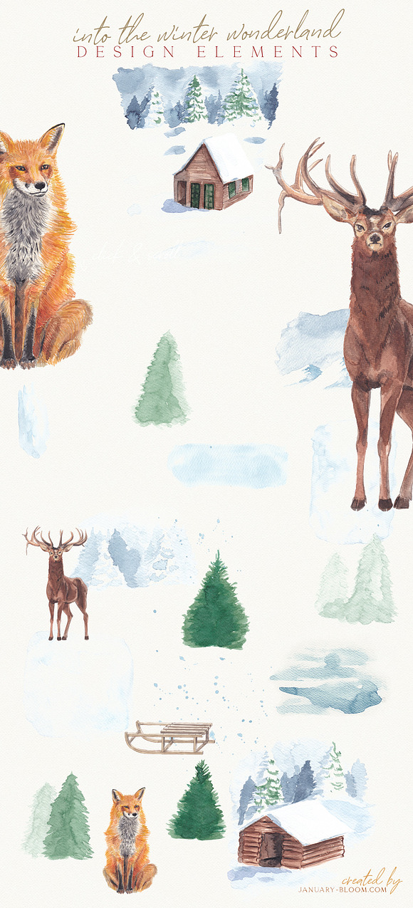 Christmas Watercolor Festive Clipart in Illustrations - product preview 12