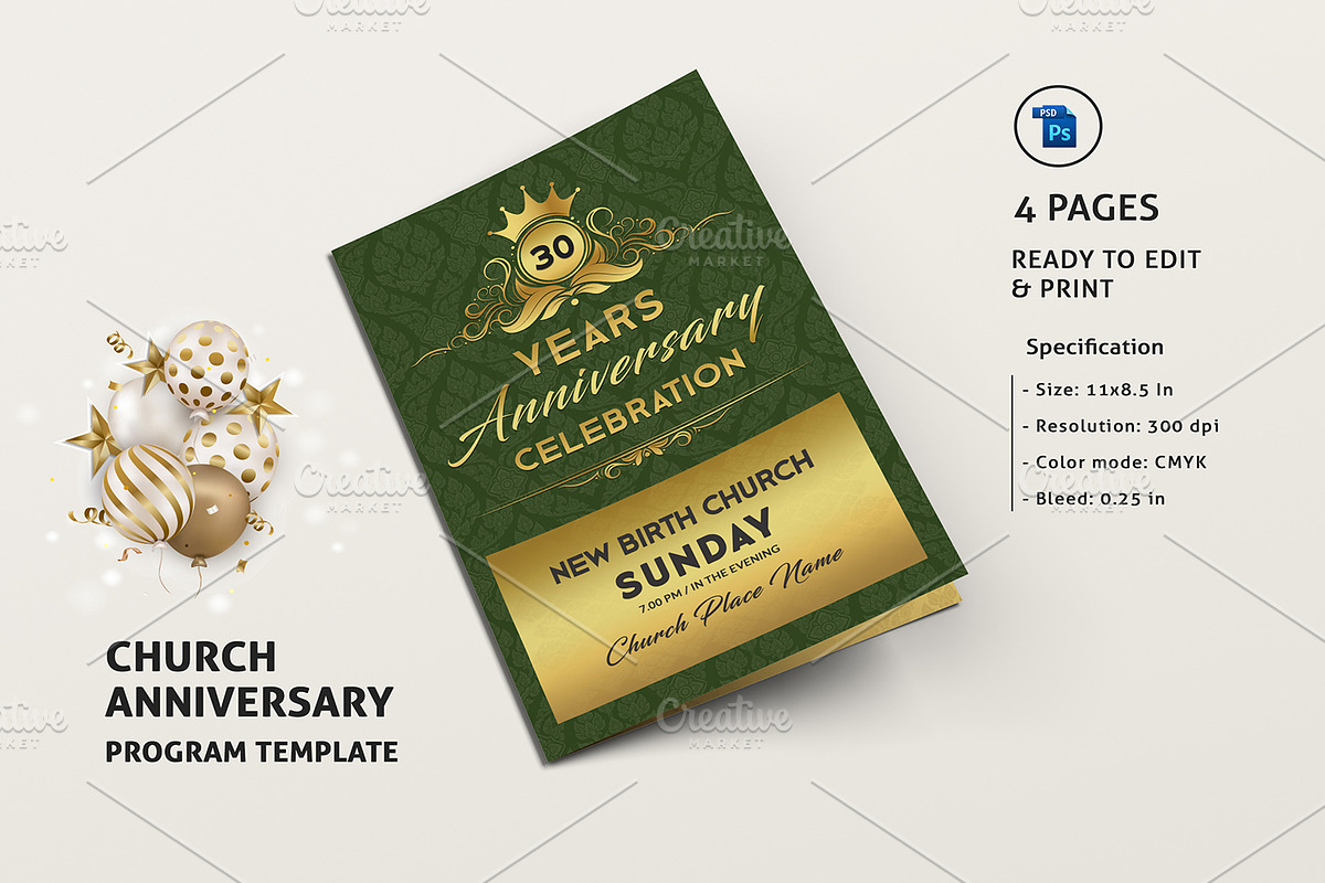 Church Anniversary Program V01 in Brochure Templates - product preview 8