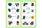 Police justice symbol icons vertical