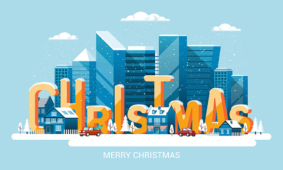 Merry Christmas Flat design Cards in Illustrations - product preview 3