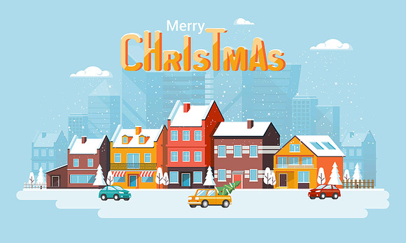 Merry Christmas Flat design Cards in Illustrations - product preview 4