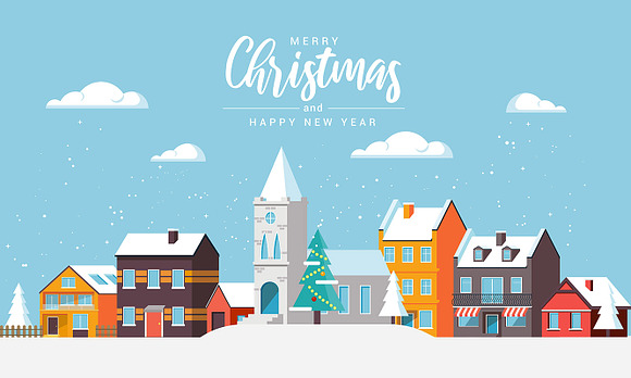 Merry Christmas Flat design Cards in Illustrations - product preview 5