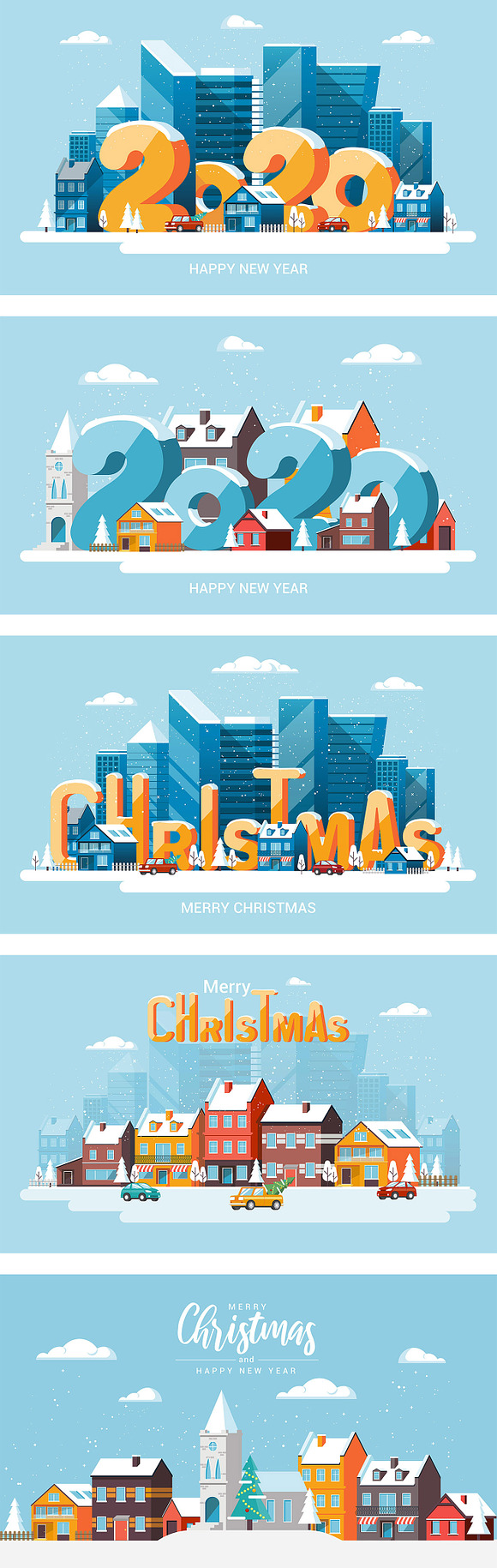Merry Christmas Flat design Cards in Illustrations - product preview 6