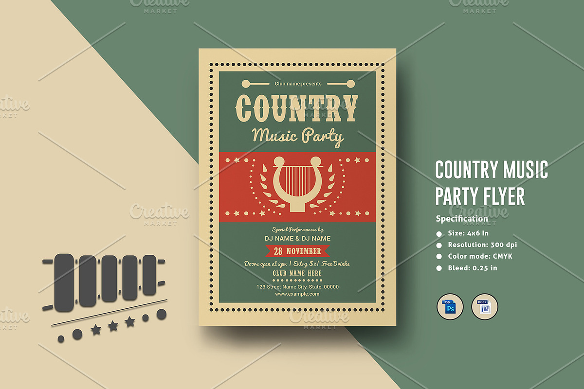 Country Music Party Flyer V1107 in Flyer Templates - product preview 8
