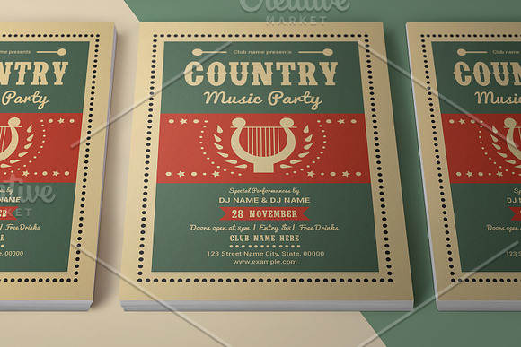 Country Music Party Flyer V1107 in Flyer Templates - product preview 1