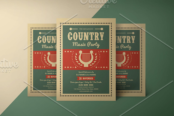Country Music Party Flyer V1107 in Flyer Templates - product preview 2