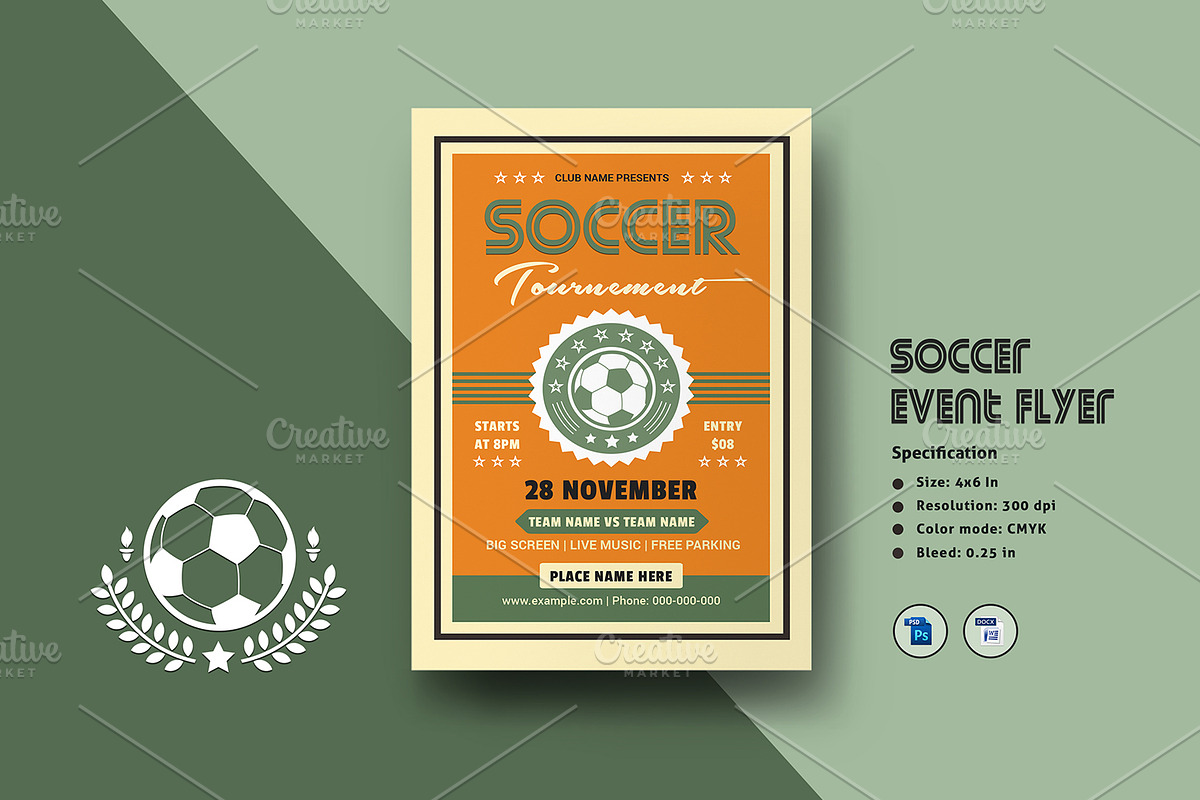 Soccer Event Flyer Template V1108 in Flyer Templates - product preview 8