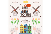 Netherlands travel poster, vector