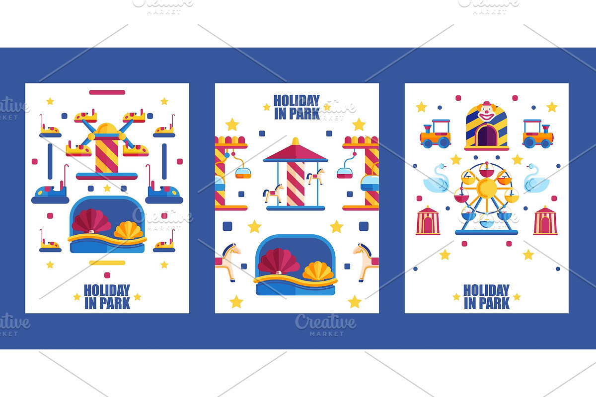 Amusement park banner, vector in Objects - product preview 8