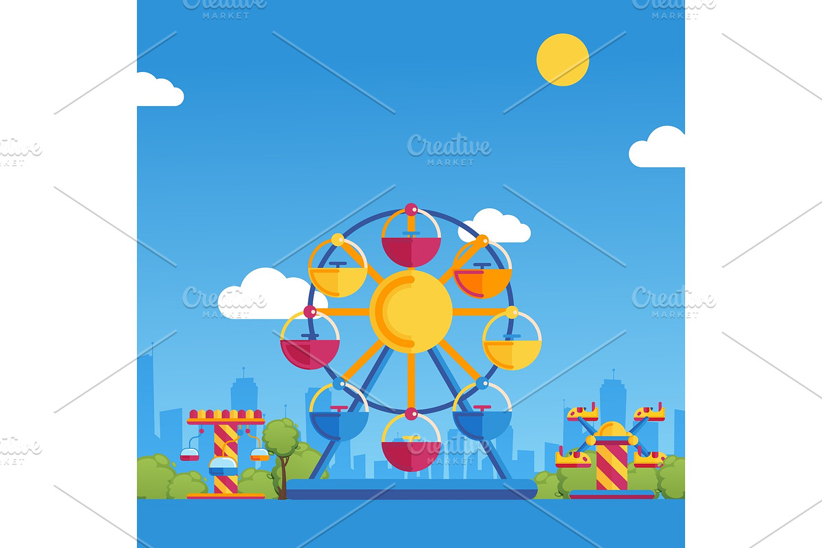 Amusement park vector illustration in Objects - product preview 8