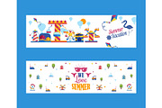 Amusement park banner, vector
