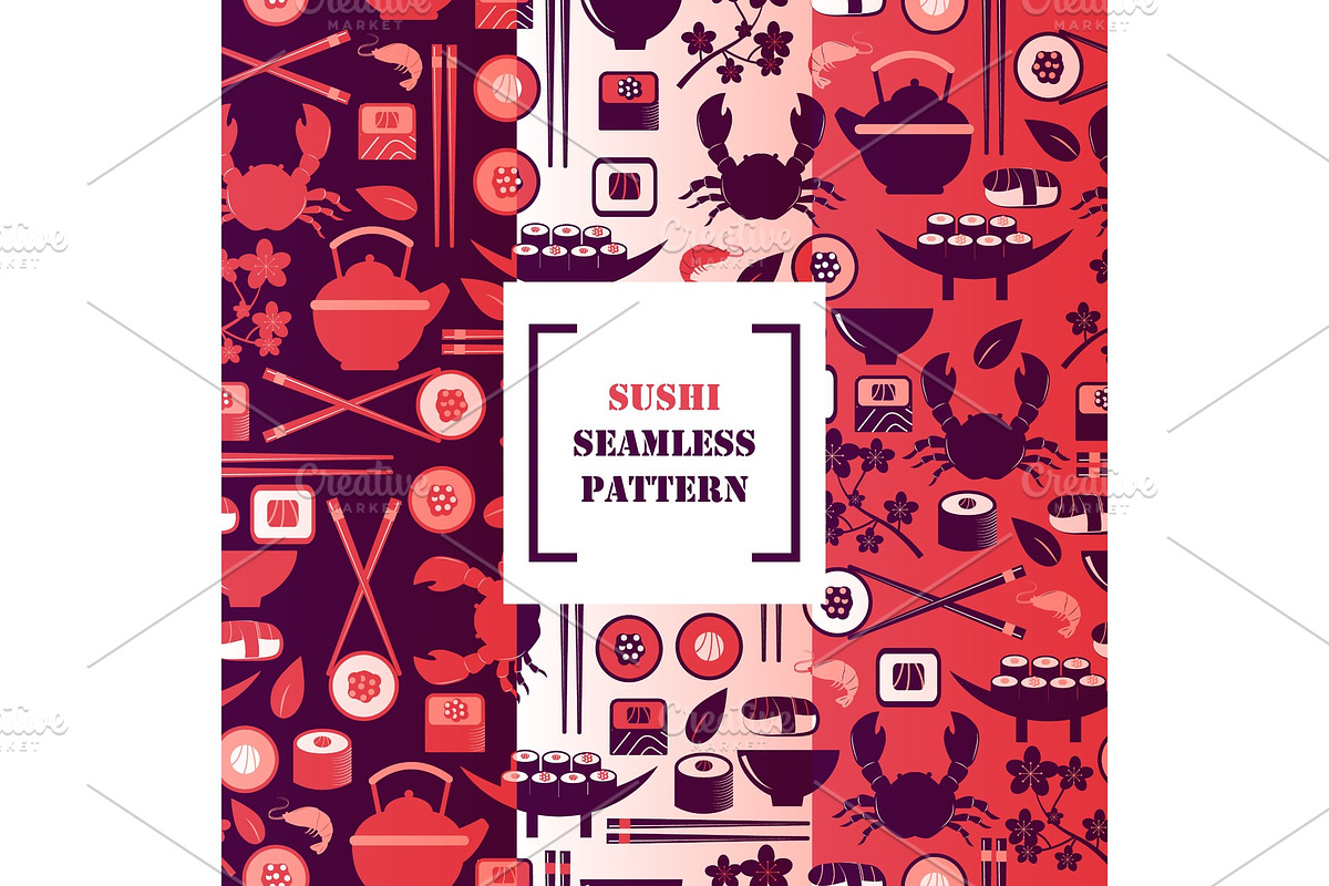 Sushi icons in seamless pattern in Objects - product preview 8