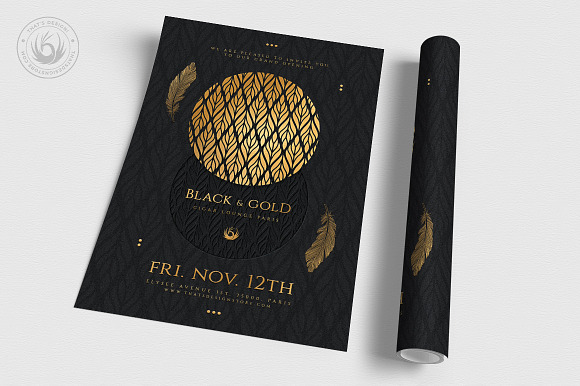 Black and Gold Flyer Template V13 in Invitation Templates - product preview 2