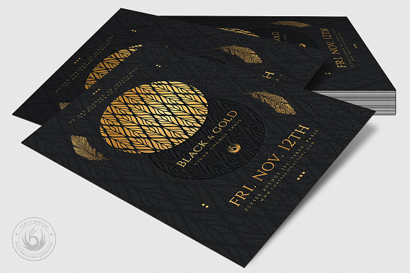 Black and Gold Flyer Template V13 in Invitation Templates - product preview 3
