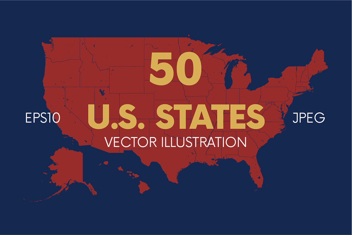 50 U.S. States | USA map in Illustrations - product preview 8