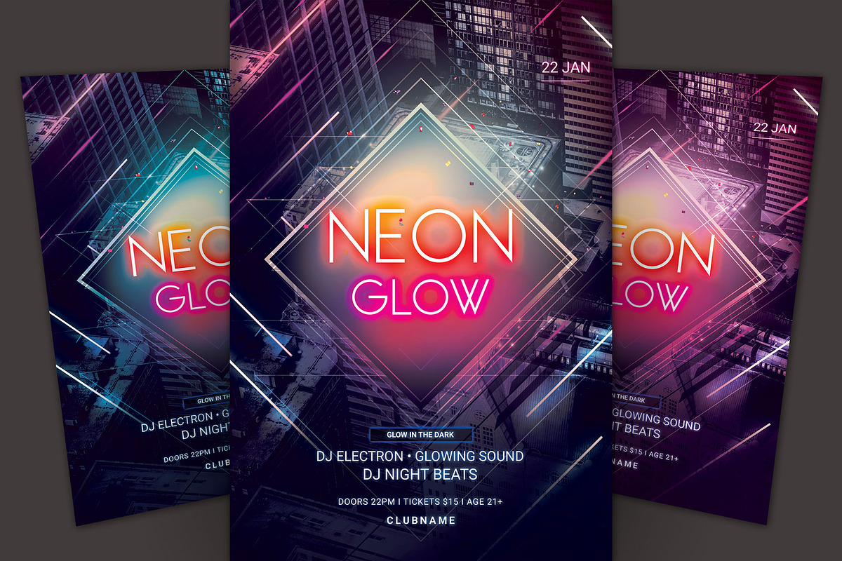 Neon Glow Flyer in Flyer Templates - product preview 8
