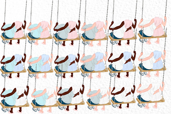 Watercolor kids on swing in Illustrations - product preview 1