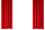 Red curtains of theater stage.