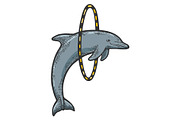Dolphin jumping through ring vector
