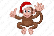 Santa Hat Christmas Monkey Cartoon