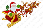 Santa Claus Flying Christmas Sleigh