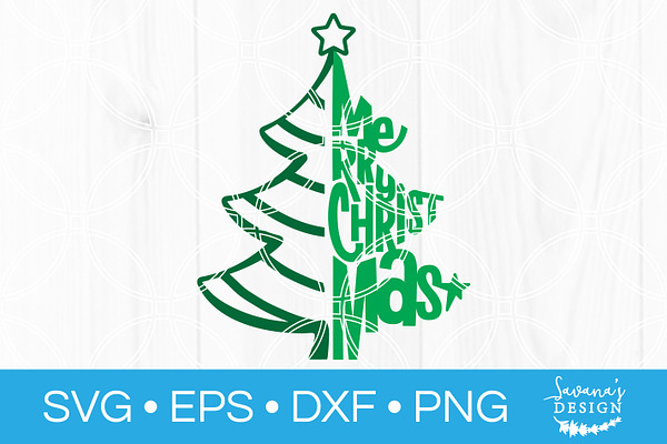 Merry Christmas Tree SVG Cut File