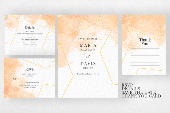 Peach Watercolor Invitation Suite in Wedding Templates - product preview 2