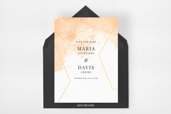 Peach Watercolor Invitation Suite in Wedding Templates - product preview 3