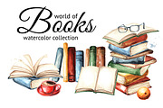 World of books. Watercolor set
