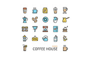 Coffee House Thin Line Icon Set.
