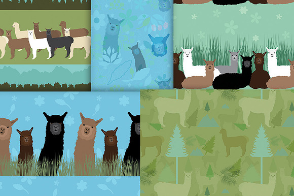 Seamless Alpaca Digital Papers in Patterns - product preview 1