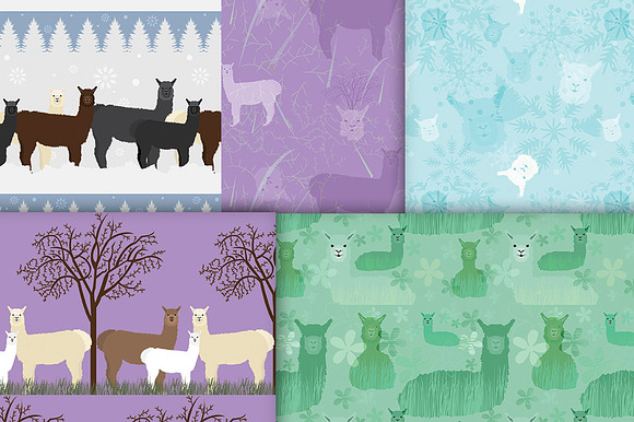 Seamless Alpaca Digital Papers in Patterns - product preview 2