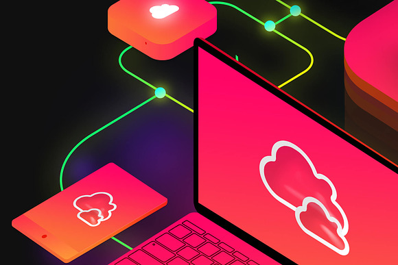 Cloud Hosting Isometric Illustration in Illustrations - product preview 1