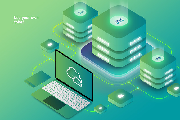 Cloud Hosting Isometric Illustration in Illustrations - product preview 7