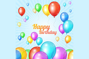 Color Happy birthday card. Balloons