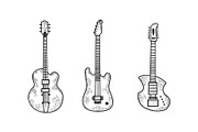 Electric guitar set sketch vector